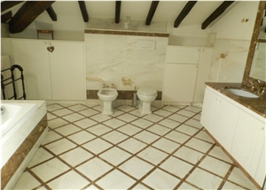 Dark Emperador Marble, Calacatta Carrara Marble Bathroom