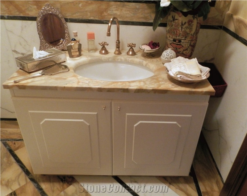 Siena Yellow Marble Vanity Top, Giallo Siena Marble Bathroom Top