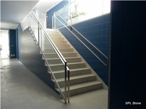 Moleanos Beige Limestone Hotel Project Stairs