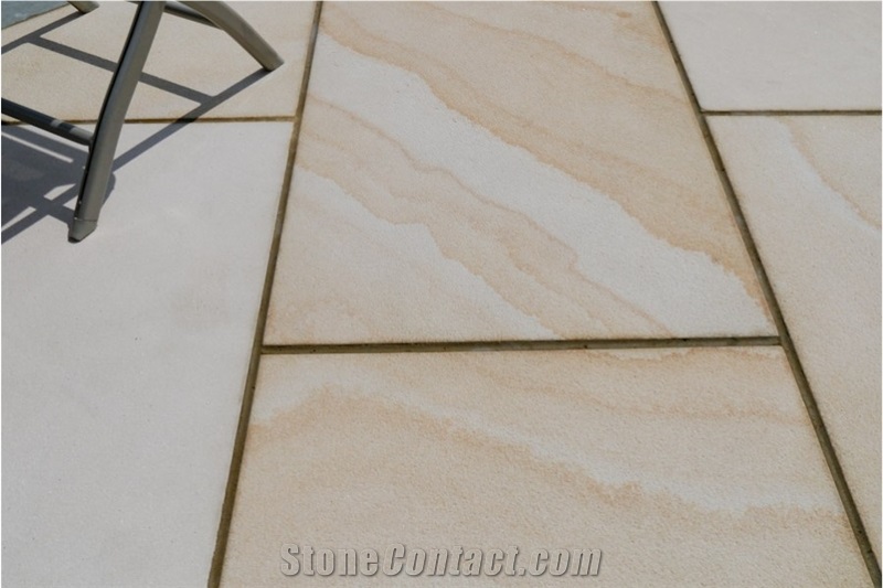 Mint-Multi Sandstone Sandblasted Six Sided Machine-cut Tiles