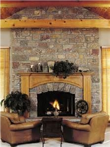 Boulder Fireplace, Beige Sandstone Fireplace