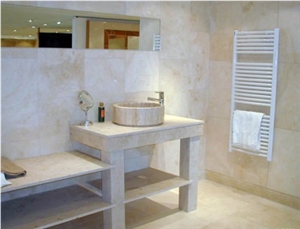 Brushed Travertine Bathroom Design, San Juan Beige Travertine Bathroom Design