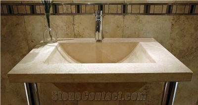 Piedra Almendra Bathroom Sink, Almendra Beige Marble Sink