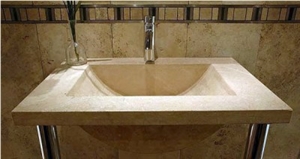 Piedra Almendra Bathroom Sink, Almendra Beige Marble Sink