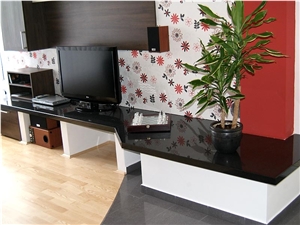 China Absolute Black Granite TV Set Counter Top, Shanxi Black Granite Furniture