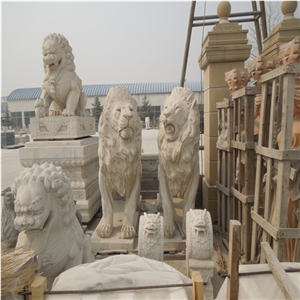 Beatiful Stone Lion, Many Kinds Of Stones White Marble Sculpture, Statue