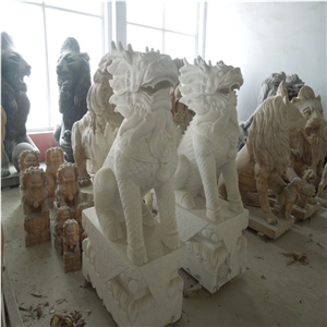 Beatiful Stone Lion, Many Kinds Of Stones White Marble Sculpture, Statue