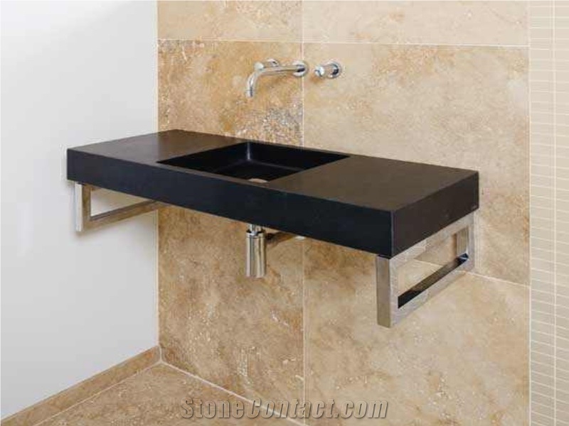 India Absolute Black Granite Bathroom Top, Dhanpura Black Granite Bathroom Top