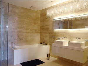 Travertino Romano Classico Bathroom Design, Travertino Classico Beige Travertine Bathroom Design