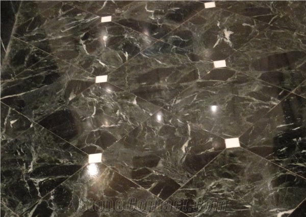 Bathroom Floor in Verde Tinos Marble Slabs & Tiles, Tinos Green Marble Slabs & Tiles
