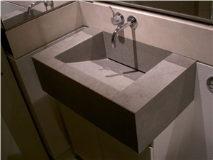 Tala Marron Sink with Hidden Drain System, Pietra Medea Brown Limestone Sink