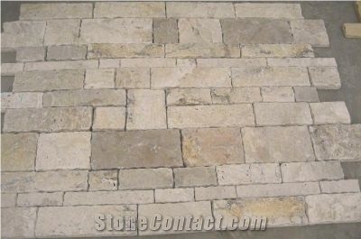 Travertine Wall Cladding Panels, Stacked Stone, Classic Beige Travertine Stacked Stone