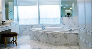 Arabescato Carrara White Marble Bathroom Design