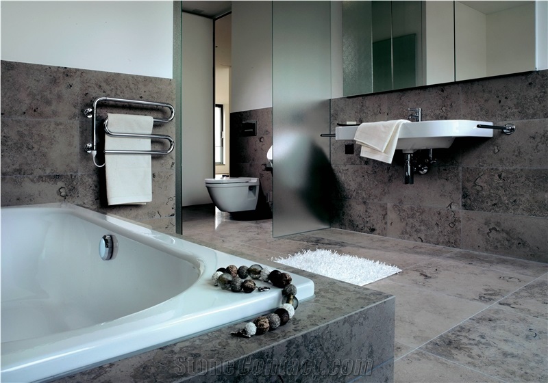 Jura Grey Blue Limestone Bathroom Design