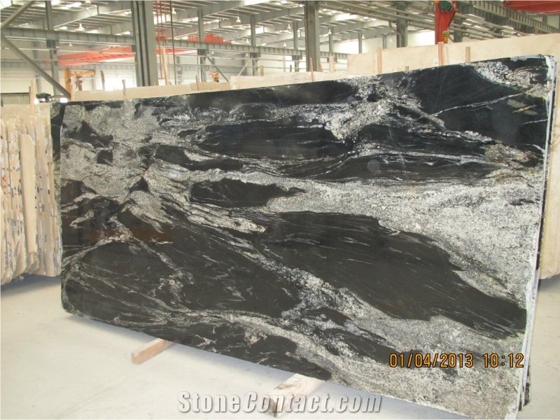 China Cosmos Black Granite, Black Granite with White Veins Slabs & Tiles, China Black Granite