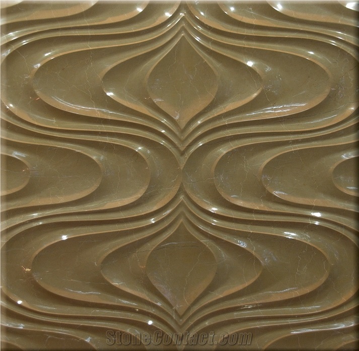 Natural 3D Beige Marble Interior Feature Wall Tile