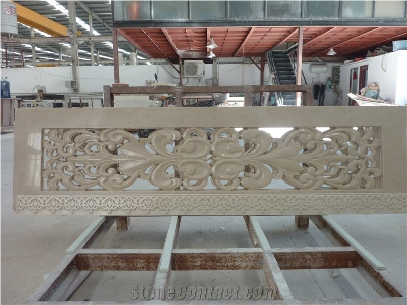 Natural Stone 3D Cnc Feature Relief Covering Panel, Beige Marble Building, Walling