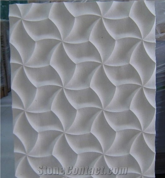 Natural Stone 3d White Carved Decor Marble Wall Tiles