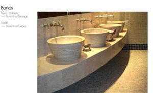 Durango Autumn Travertine Bathroom Basins, Bath Top
