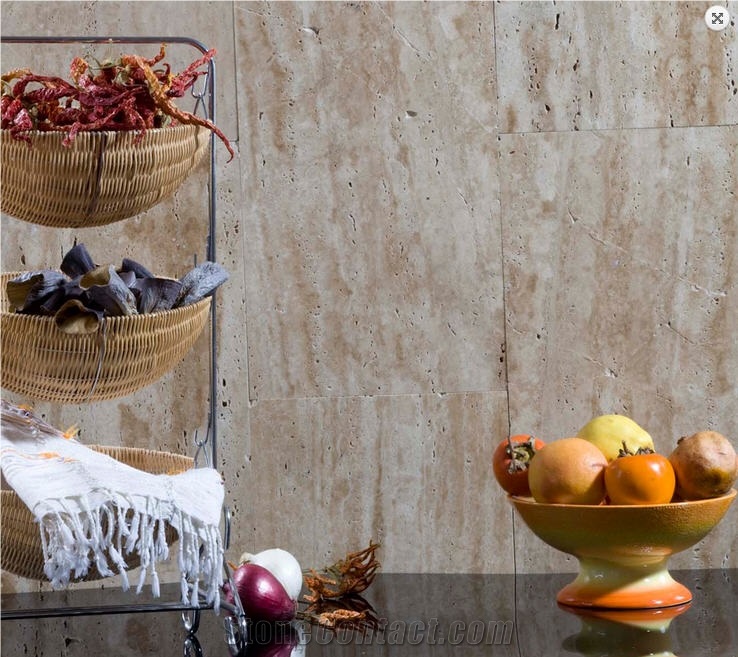 Medium Travertine Floor and Wall Tiles, Turkey Beige Travertine