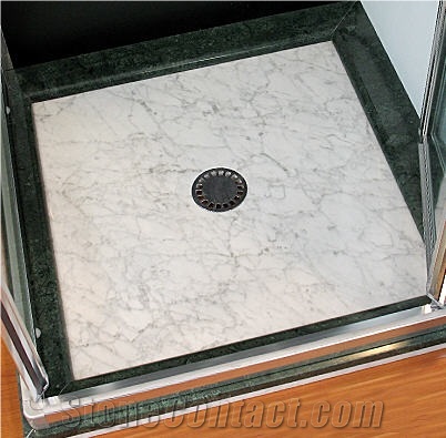 Bianco Carrara D Marble Shower Base, Bianco Carrara D White Marble Shower Base