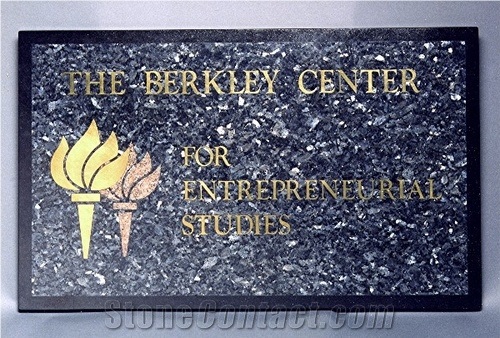 Signage Berkley Center, Blue Pearl Granite