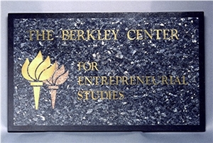 Signage Berkley Center, Blue Pearl Granite