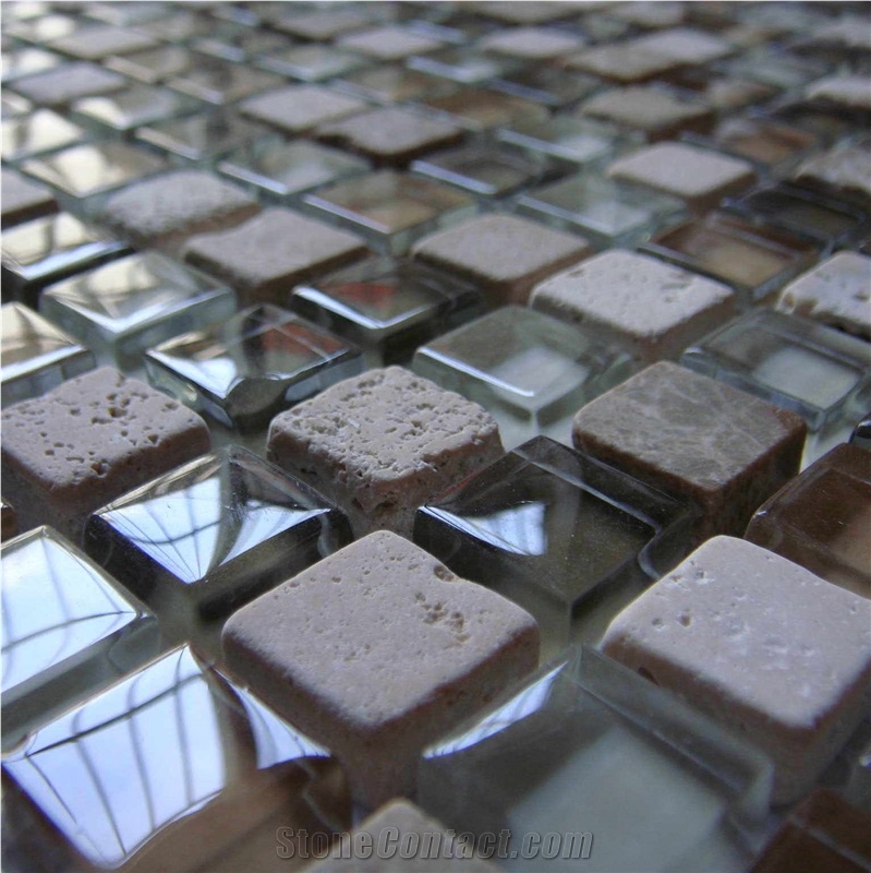 High Quality Glass and Marble Mosaic Tile (HCM-X-018)