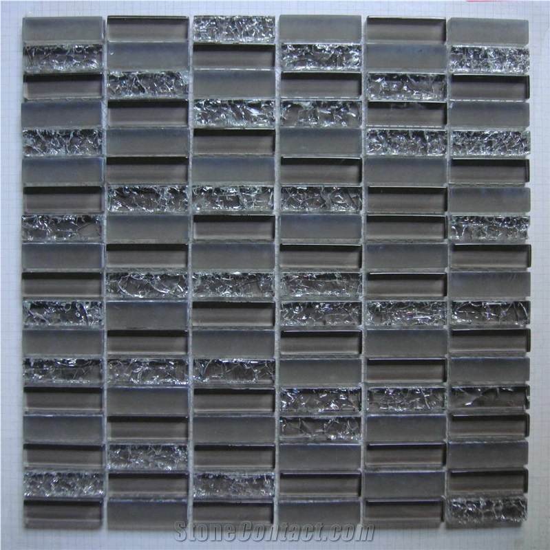 Ice Crack Glass Mosaic Tile (HCM-X-024)