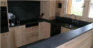 Angers Slate Leaf Black Contertop, Angers Black Slate Kitchen Countertops