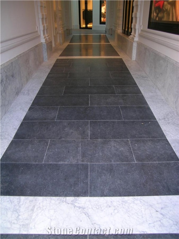 Belgian Blue Stone - Bianco Carrara Marble Flooring