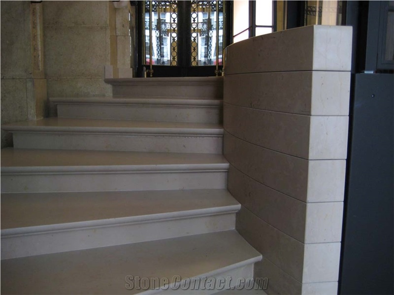 Comblanchien Clair Limestone Stairs, Comblanchien Clair Beige Limestone Stairs