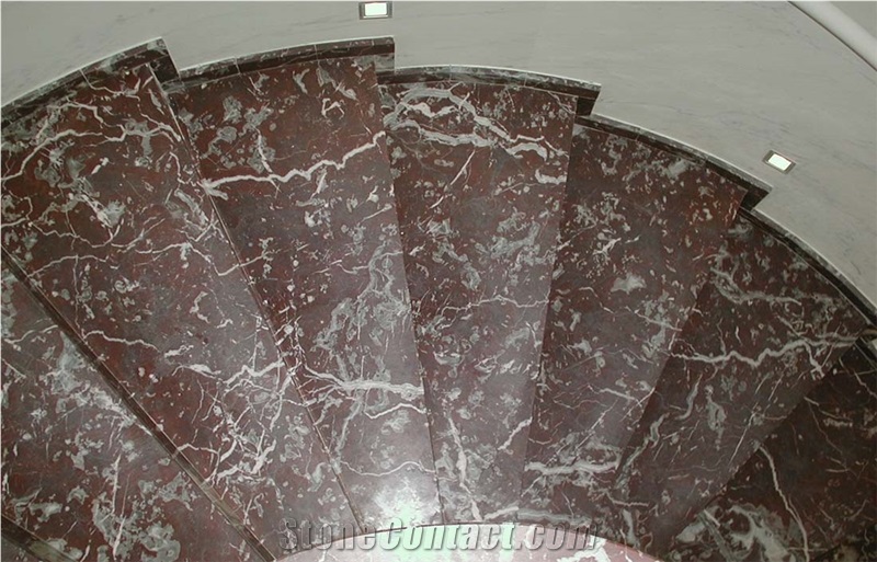 Rouge Griotte Marble Stairs, Rouge Griotte Red Marble Stairs