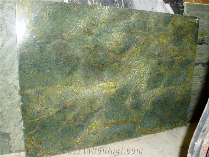 Golden Lightning Granite Slabs, Brazil Green Granite