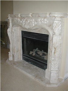 Beige Marble Fireplace