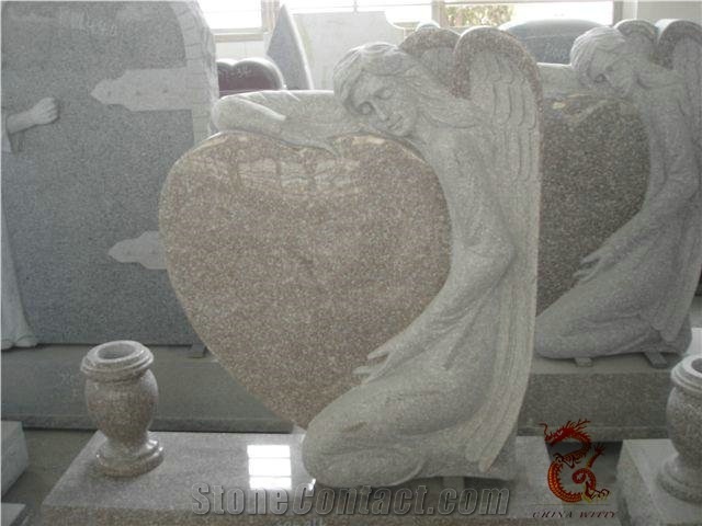 Grey Granite Angel Monument