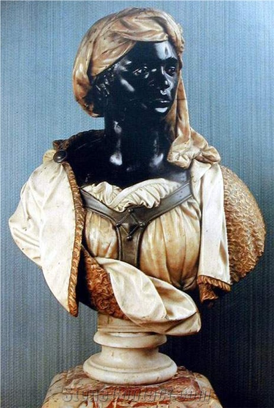 Black Woman Marble Bust, Fangshan / Quyang Sculpture