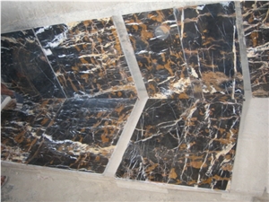 Black and Gold Marble Flooring Tiles