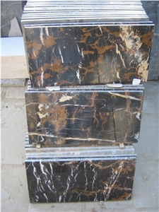 Black and Gold Marble Tile, Pakistan Black Marble
