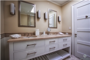 Honed Silver Travertine Eased Edge Bathroom Vanity Top, Travertino Silver Grey Travertine Bathroom Vanity Top
