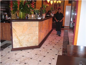 Miracle Beige Marble Bar Top Application, Flooring