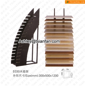 E030 Wood Waterfall Displays, Wood Tile Displays,wood Step up Rack