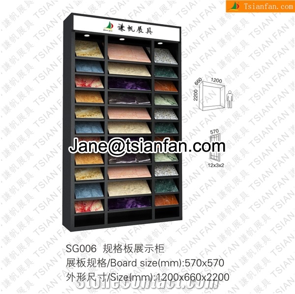 SG006 Cut-to-size Stone Display Shelf in Showroom and Exhibition Booth