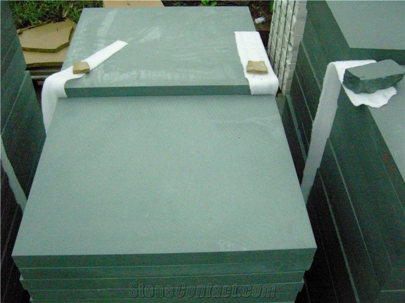 China Green Sandstone Slabs & Tiles, China Green Sandstone
