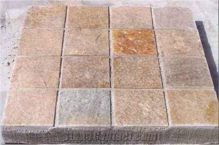 Gneiss Pavers,Tumbled Golden Brown Gneiss Pavement Sets