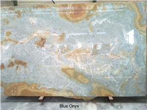 Golden Blue Onyx Slabs & tiles,  polished blue onyx floor covering tiles 