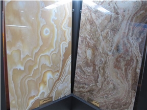 Wooden Onyx Slabs & Tiles, Brown Polished Onyx Floor Covering Tiles, Walling Tiles