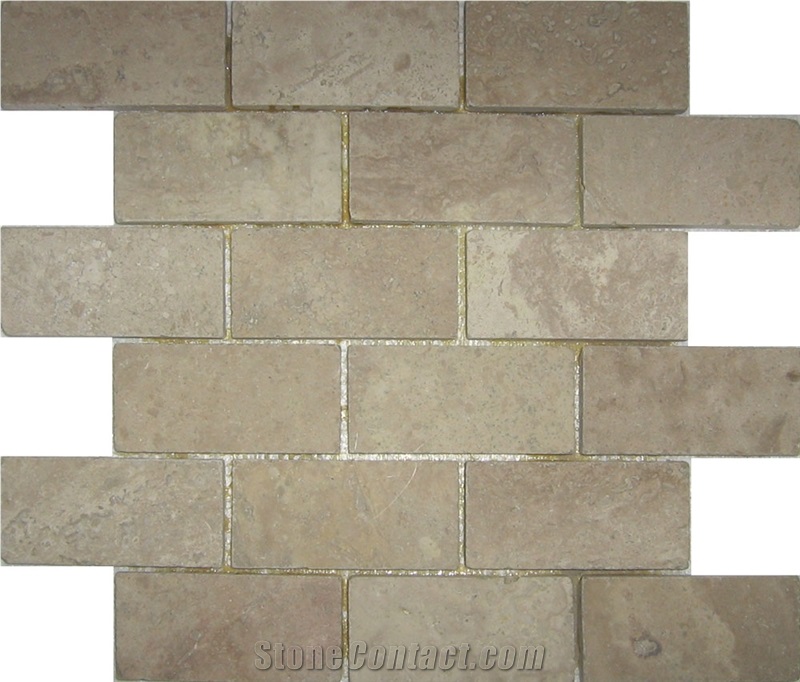 Common Size a Grade Big Supply Ability Tumbled Travertine Stone, Beige Travertine Mosaic
