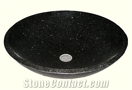 Black Galaxy Granite Sink, Round Black Granite Basins