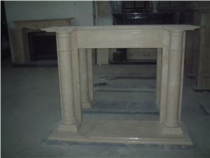 Column Design Marble Fireplaces, Beige Marble Fireplace Manufacturer